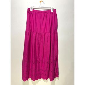 ST John Bay 100% cotton maxi skirt tiered embroidered spring summer women M